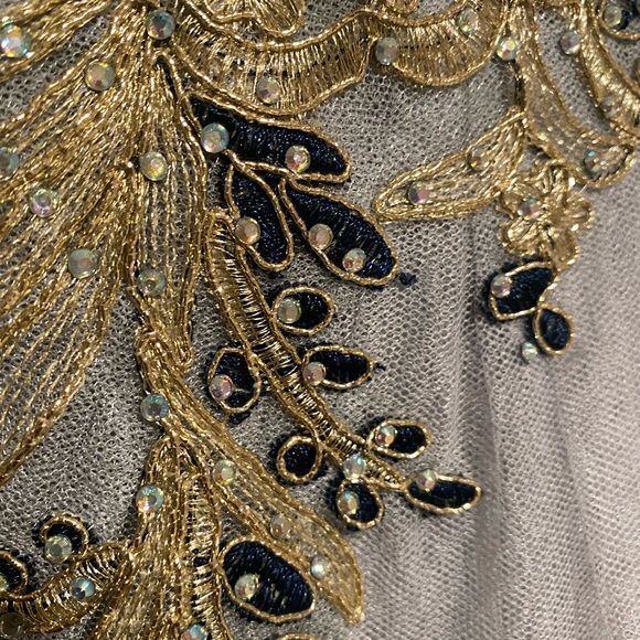 Betsy and Adam Tulle Ball Gown with Gems and Floral Embroidery - Picture 6 of 8